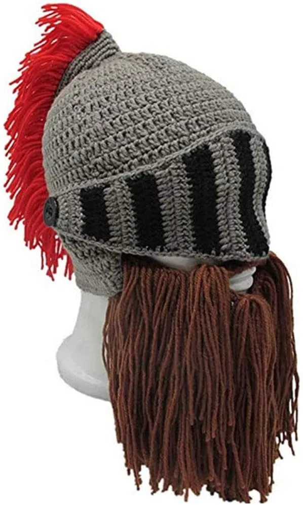 Creative Barbarian Knit Beard Hat Funny Knit Cap Wig Beanie Hats Beard Facemask