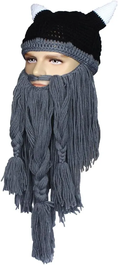 Creative Barbarian Knit Beard Hat Funny Knit Cap Wig Beanie Hats Beard Facemask