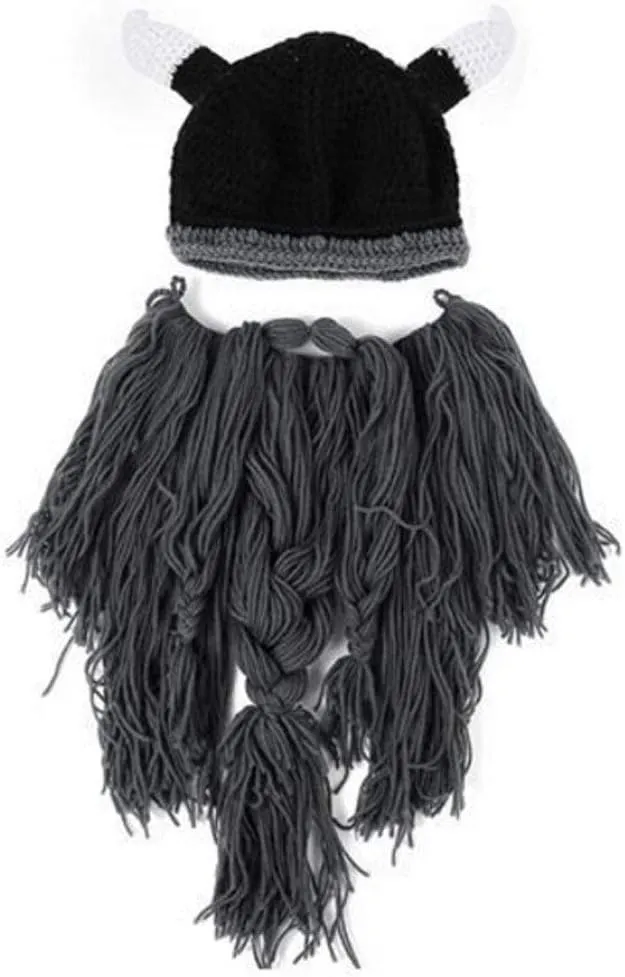 Creative Barbarian Knit Beard Hat Funny Knit Cap Wig Beanie Hats Beard Facemask