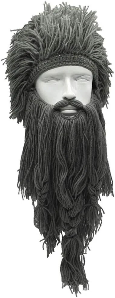 Creative Barbarian Knit Beard Hat Funny Knit Cap Wig Beanie Hats Beard Facemask