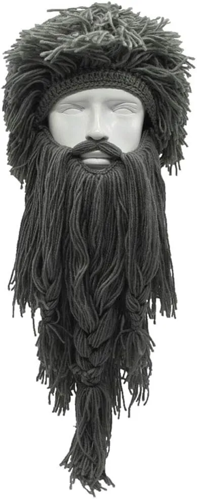 Creative Barbarian Knit Beard Hat Funny Knit Cap Wig Beanie Hats Beard Facemask