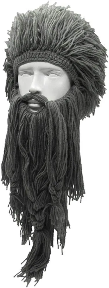 Creative Barbarian Knit Beard Hat Funny Knit Cap Wig Beanie Hats Beard Facemask