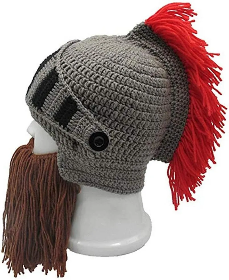 Creative Barbarian Knit Beard Hat Funny Knit Cap Wig Beanie Hats Beard Facemask