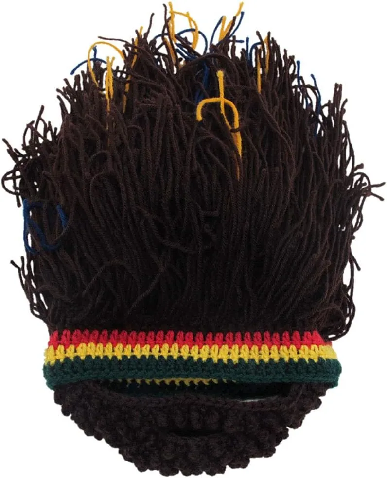 Creative Barbarian Knit Beard Hat Funny Knit Cap Wig Beanie Hats Beard Facemask
