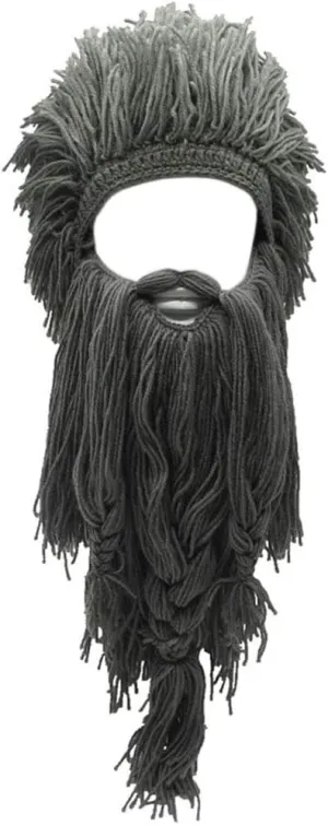 Creative Barbarian Knit Beard Hat Funny Knit Cap Wig Beanie Hats Beard Facemask