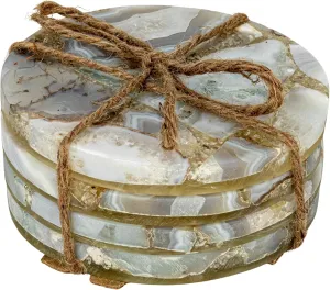 Creative Co-Op Round Agate Coasters, Multicolor, Set of 4