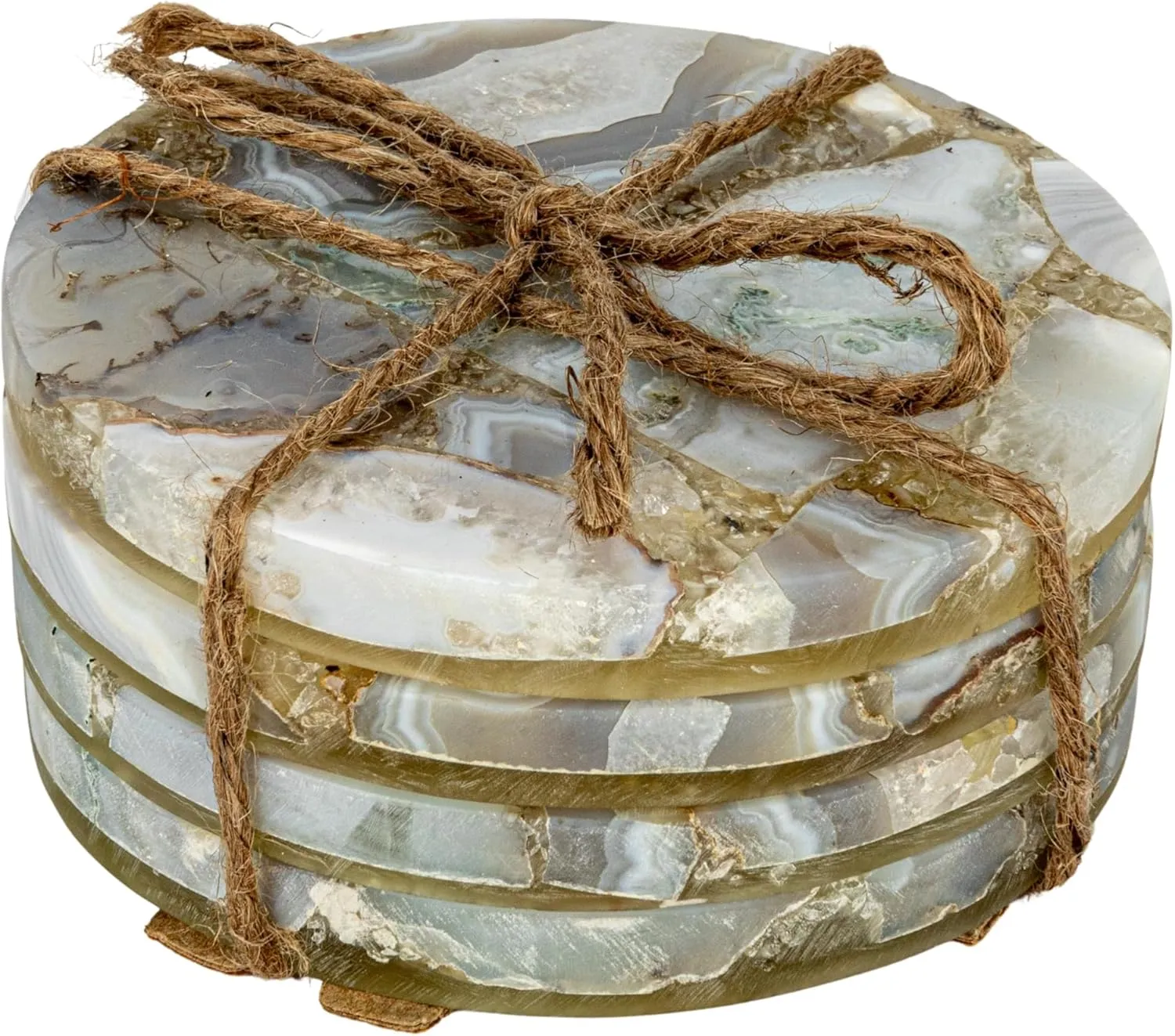 Creative Co-Op Round Agate Coasters, Multicolor, Set of 4