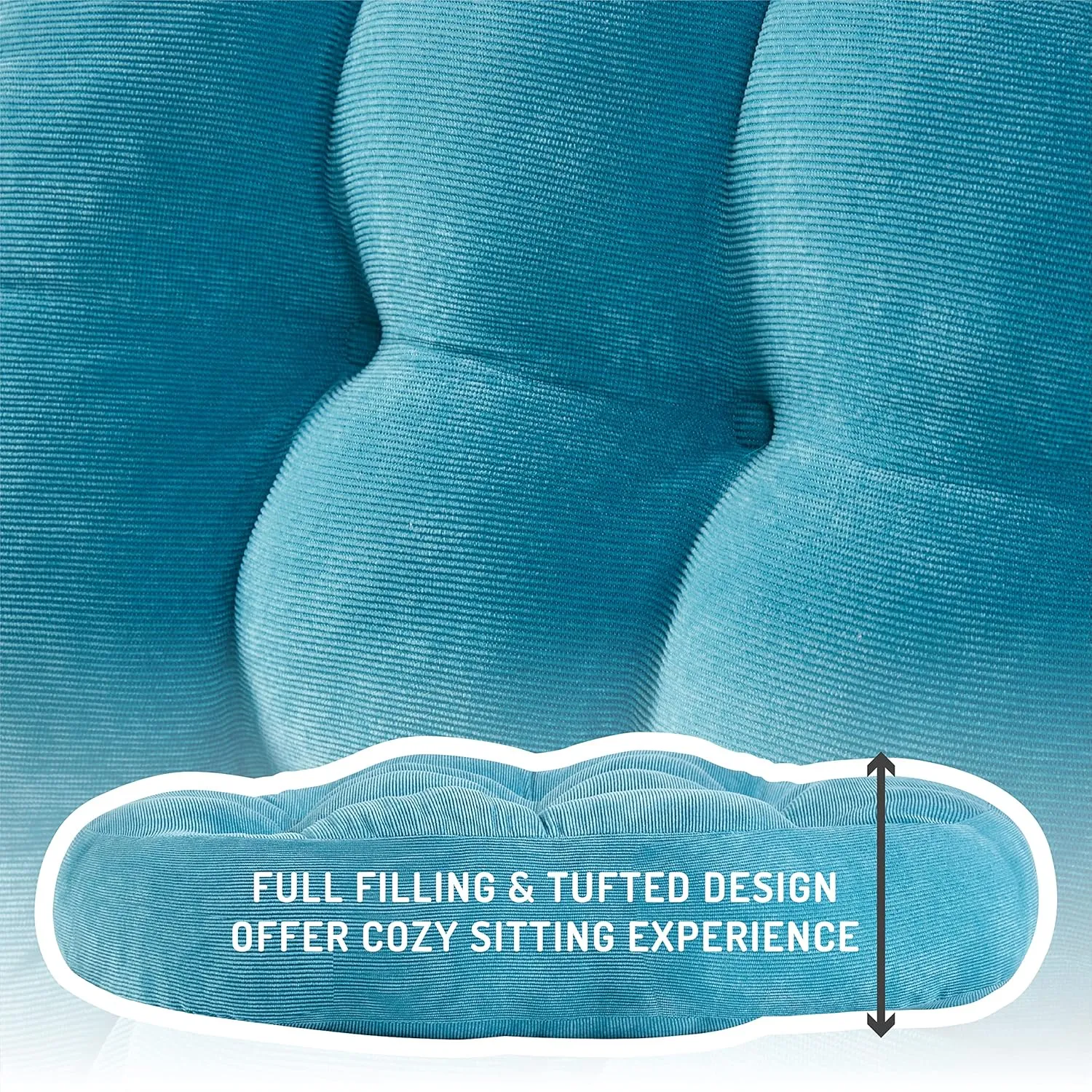 Degrees of Comfort Meditation Floor Pillow, Round Large Pillows Seating for Adults, Tufted Corduroy Thick Cushion for Living Room Tatami, Turquoise, 22 Inch Single