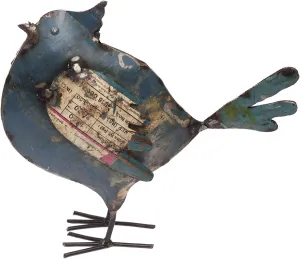 DeKulture Antique Bird Figurine: Vintage Metal Sculpture, Bird Statues for Collection, Rustic Home Accents (9.5x1.5x9 Inches)