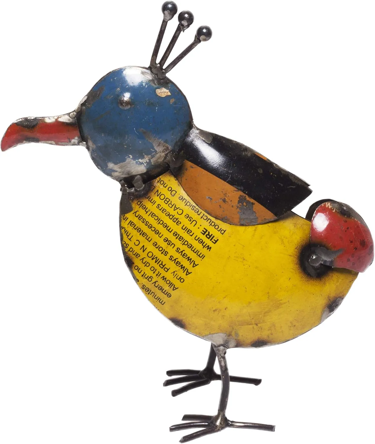 DeKulture Bird with Crest Figurine: Handmade Recycled Iron, Bird Statues for Living Room, Wildlife Decor (9x4x10.5 Inches)