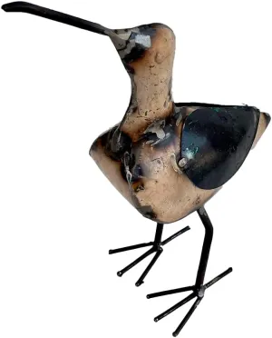DeKulture Recycled Iron Bird Statue | Indoor & Outdoor Garden Ornament (7x3.5x10.5 Inches)