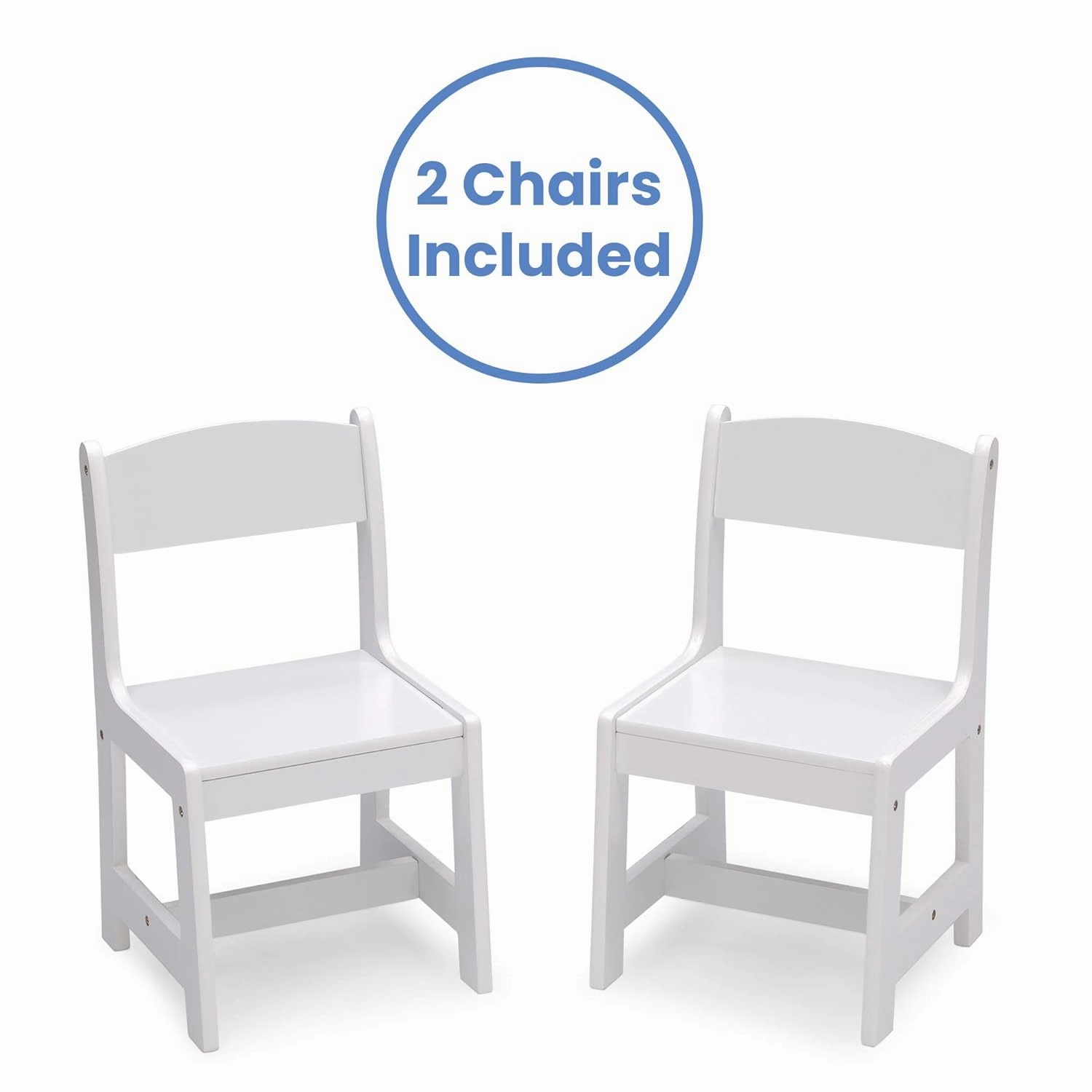 Delta Children MySize Kids Wood Table and Chair Set (2 Chairs Included) - Ideal for Arts & Crafts, Snack Time, & More - Greenguard Gold Certified, Bianca White, 3 Piece Set
