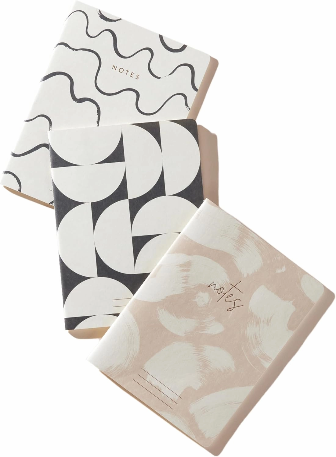 DesignWorks Ink Set Of 3 Coordinate Saddle Stitched Flex Notebooks, 6" X 8", Naturals