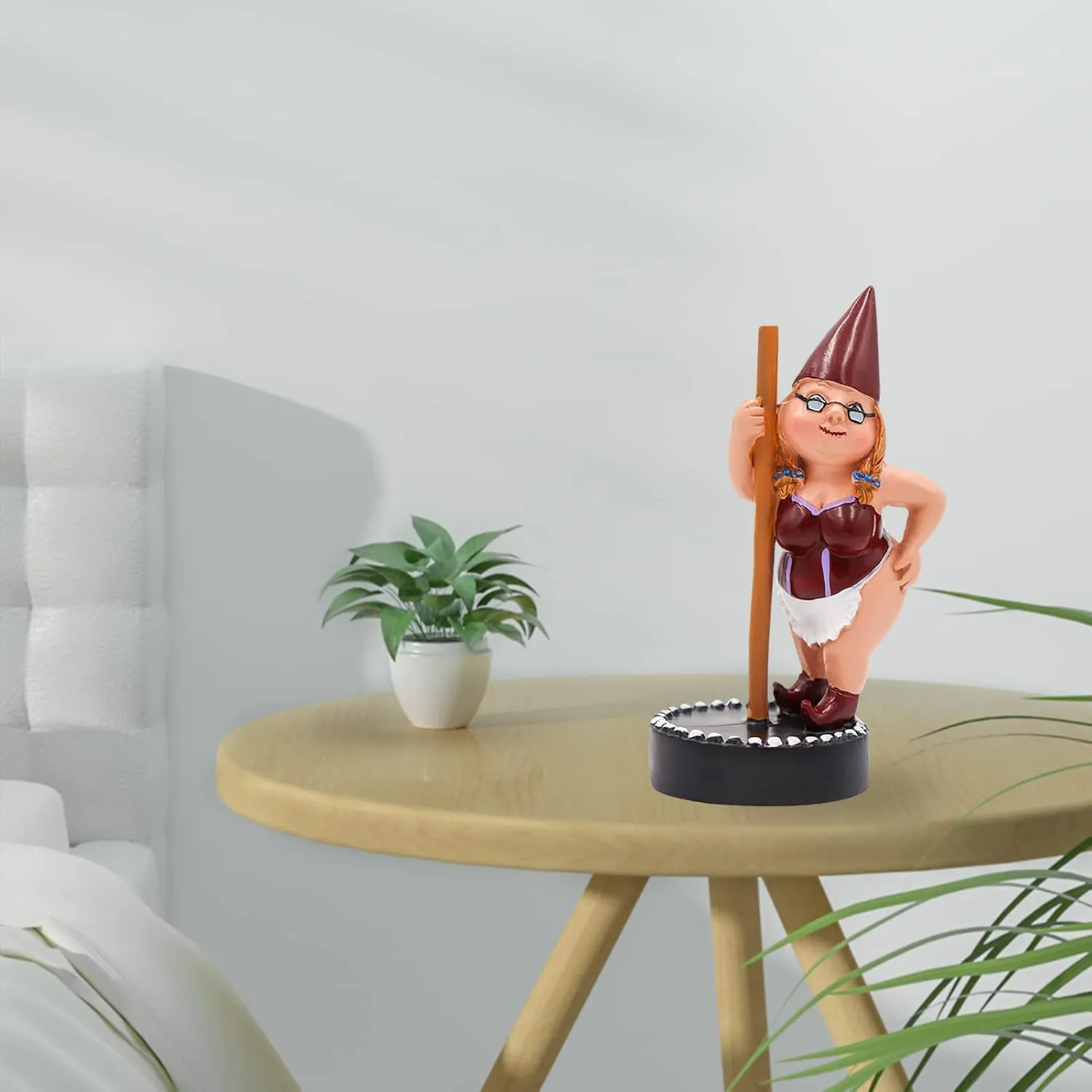 Dnoifne Pole Dancing Gnome Statue, Resin Garden Statues, Funny Outdoor Figure, Creative Spring Decoration, Dance Gnome, Lady Statue (Red)