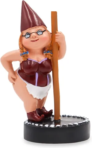 Dnoifne Pole Dancing Gnome Statue, Resin Garden Statues, Funny Outdoor Figure, Creative Spring Decoration, Dance Gnome, Lady Statue (Red)