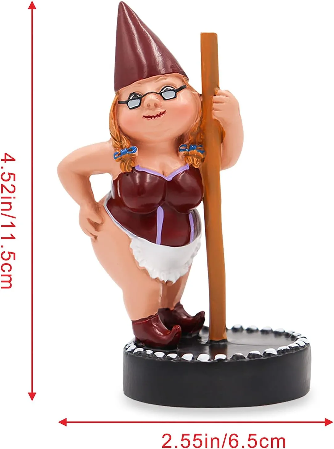 Dnoifne Pole Dancing Gnome Statue, Resin Garden Statues, Funny Outdoor Figure, Creative Spring Decoration, Dance Gnome, Lady Statue (Red)