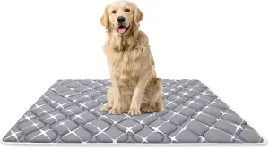 Dog Crate Mat, Ultra Soft Dog Bed Mat for Sleeping with Anti-Slip Bottom, Washable Kennel Pad for Large Medium Small Dogs Breeds with Cute Prints and Dark Colored to Hide Stains (42" X 28")