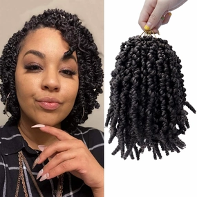 Dorsanee Pre-twisted Spring Twist Crochet Hair 8 Inch 4 Packs Short Curly Crochet Hair Pre Looped Crochet Braids Mini Passion Twists Fluffy Twist Synthetic Hair Extensions (8 Inch,4#)