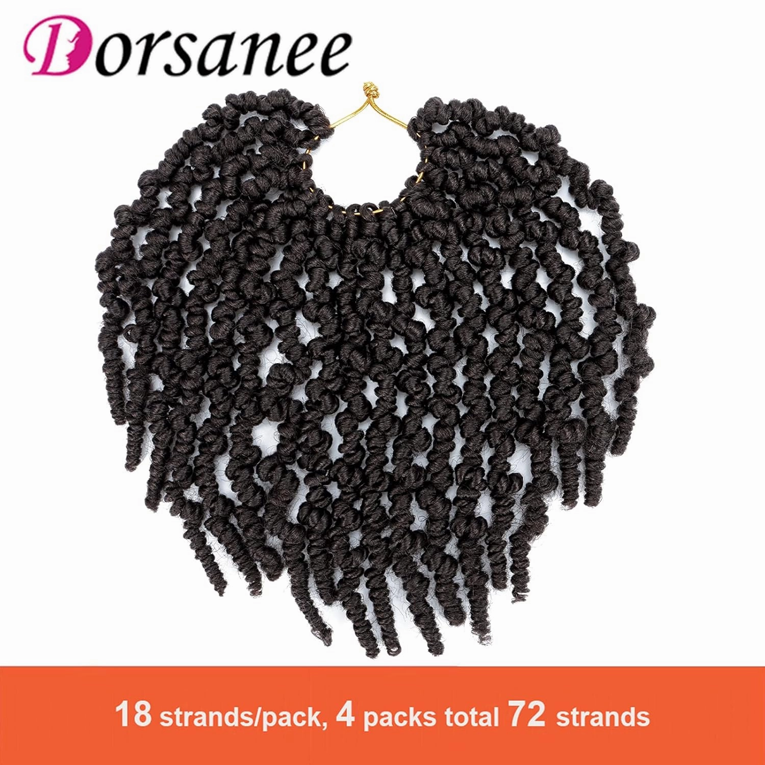 Dorsanee Pre-twisted Spring Twist Crochet Hair 8 Inch 4 Packs Short Curly Crochet Hair Pre Looped Crochet Braids Mini Passion Twists Fluffy Twist Synthetic Hair Extensions (8 Inch,4#)