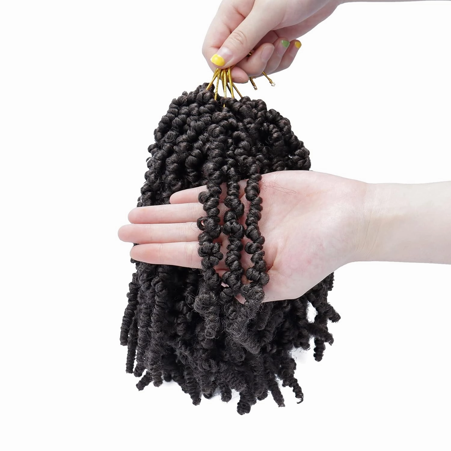 Dorsanee Pre-twisted Spring Twist Crochet Hair 8 Inch 4 Packs Short Curly Crochet Hair Pre Looped Crochet Braids Mini Passion Twists Fluffy Twist Synthetic Hair Extensions (8 Inch,4#)