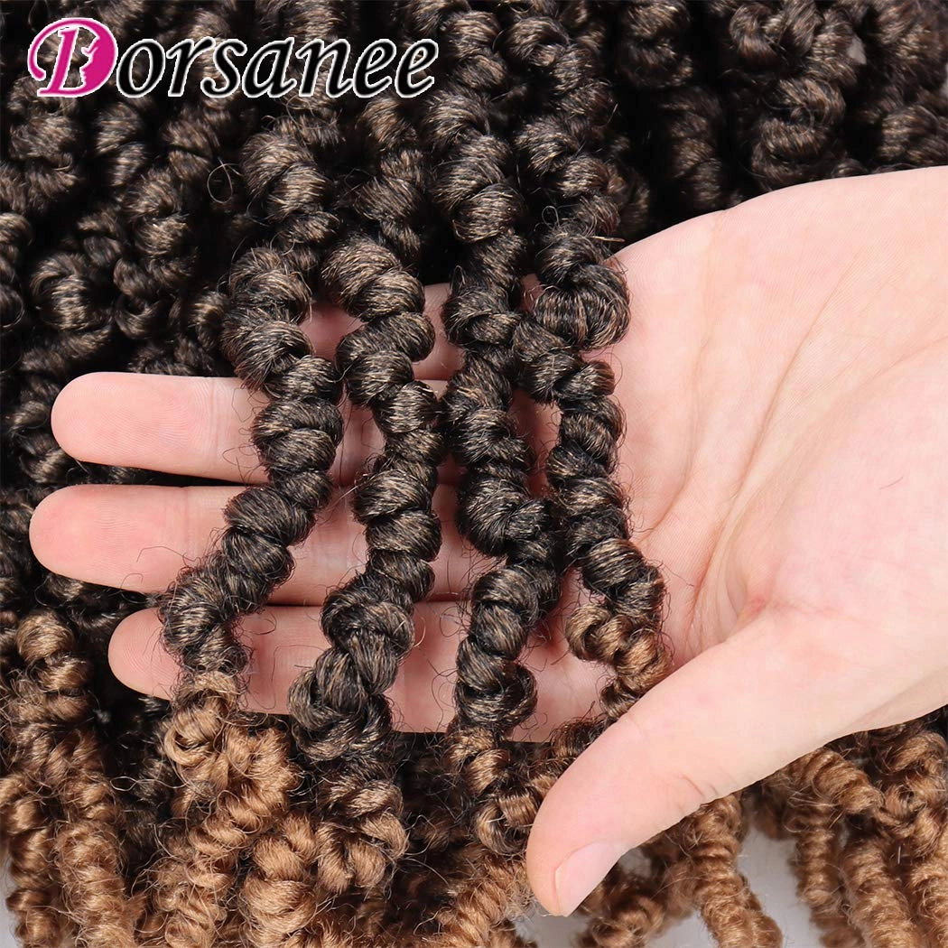 Dorsanee Pre-twisted Spring Twist Crochet Hair 8 Inch 4 Packs Short Curly Crochet Hair Pre Looped Crochet Braids Mini Passion Twists Fluffy Twist Synthetic Hair Extensions (8 Inch,T27#)