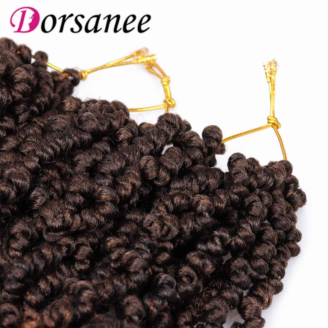 Dorsanee Pre-twisted Spring Twist Crochet Hair 8 Inch 4 Packs Short Curly Crochet Hair Pre Looped Crochet Braids Mini Passion Twists Fluffy Twist Synthetic Hair Extensions (8 Inch,T30#)
