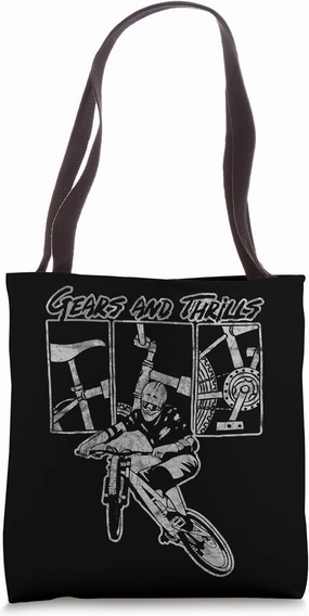 Downhill Racing Gears And Thrills Mountain Bike MTB Retro Tote Bag