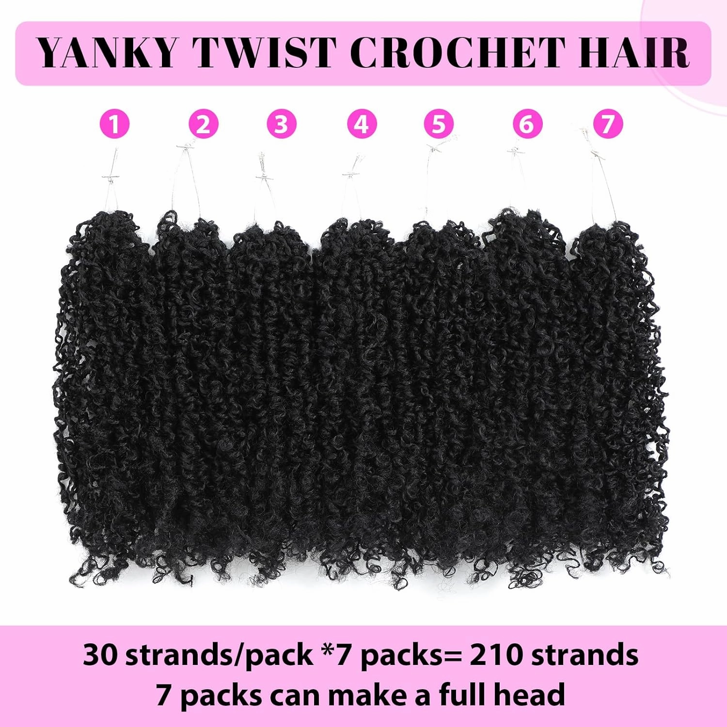 Eacia Yanky Twist Crochet Hair 10 Inch 7 Packs Black Pretwisted Fluffy Spring Mini Twist Bohemian Passion Twist Pre Looped Crochet Braids Synthetic Hair Extensions