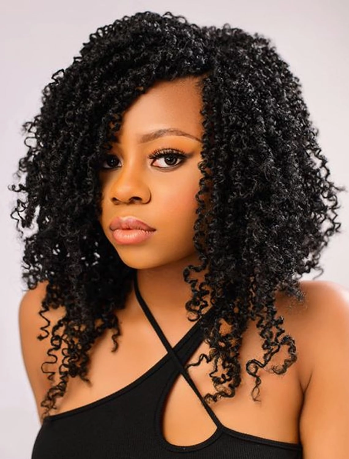 Eacia Yanky Twist Crochet Hair 10 Inch 7 Packs Black Pretwisted Fluffy Spring Mini Twist Bohemian Passion Twist Pre Looped Crochet Braids Synthetic Hair Extensions