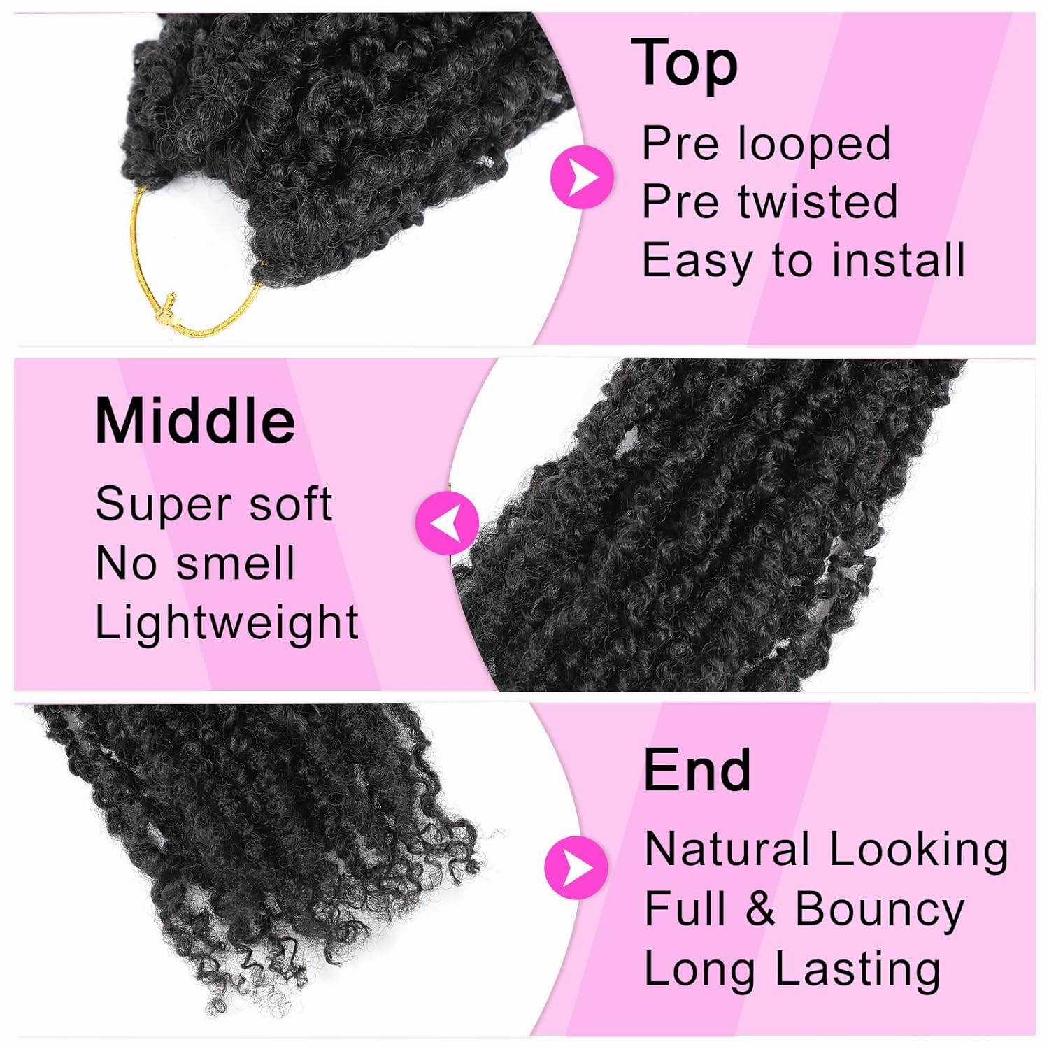 Eacia Yanky Twist Crochet Hair 10 Inch 7 Packs Black Pretwisted Fluffy Spring Mini Twist Bohemian Passion Twist Pre Looped Crochet Braids Synthetic Hair Extensions