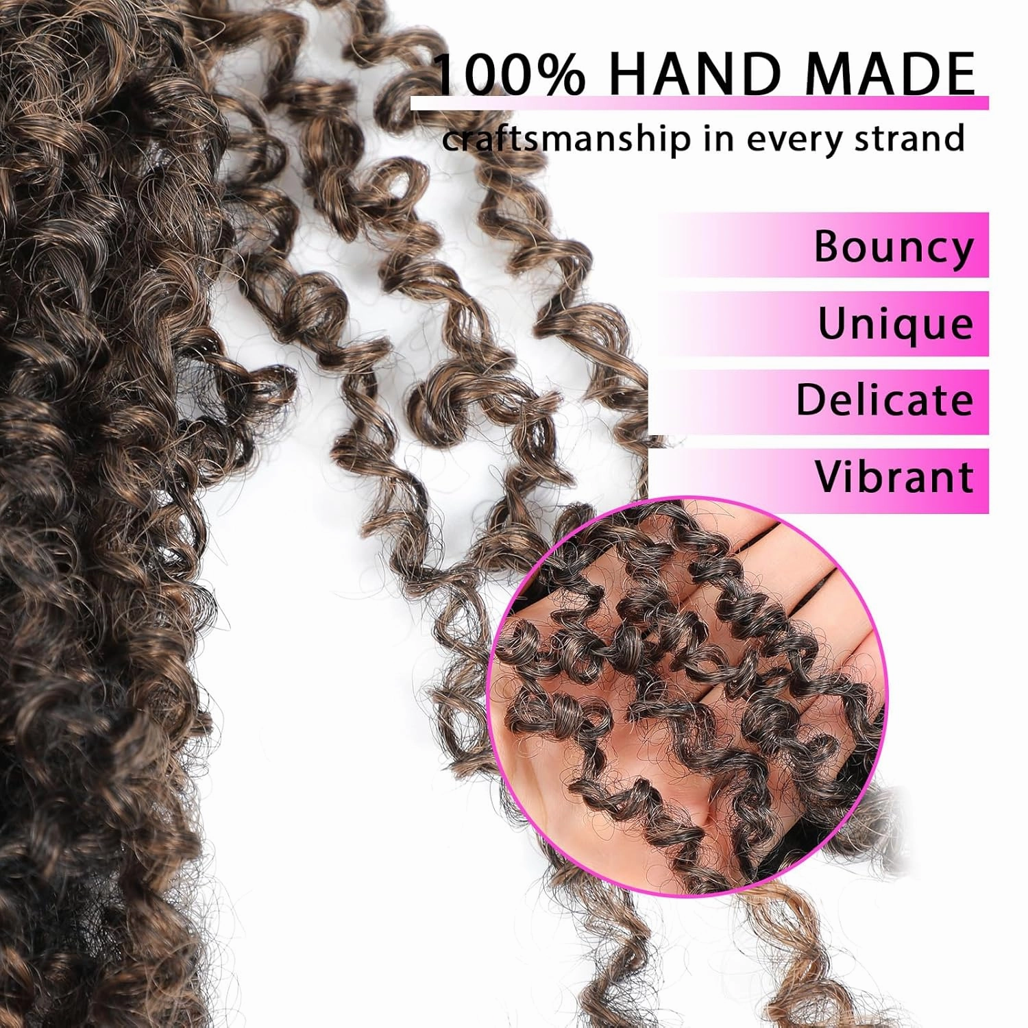 Eacia Yanky Twist Crochet Hair 10 Inch 7 Packs Ombre Brown Pretwisted Fluffy Spring Mini Twist Bohemian Passion Twist Pre Looped Crochet Braids Synthetic Hair Extensions
