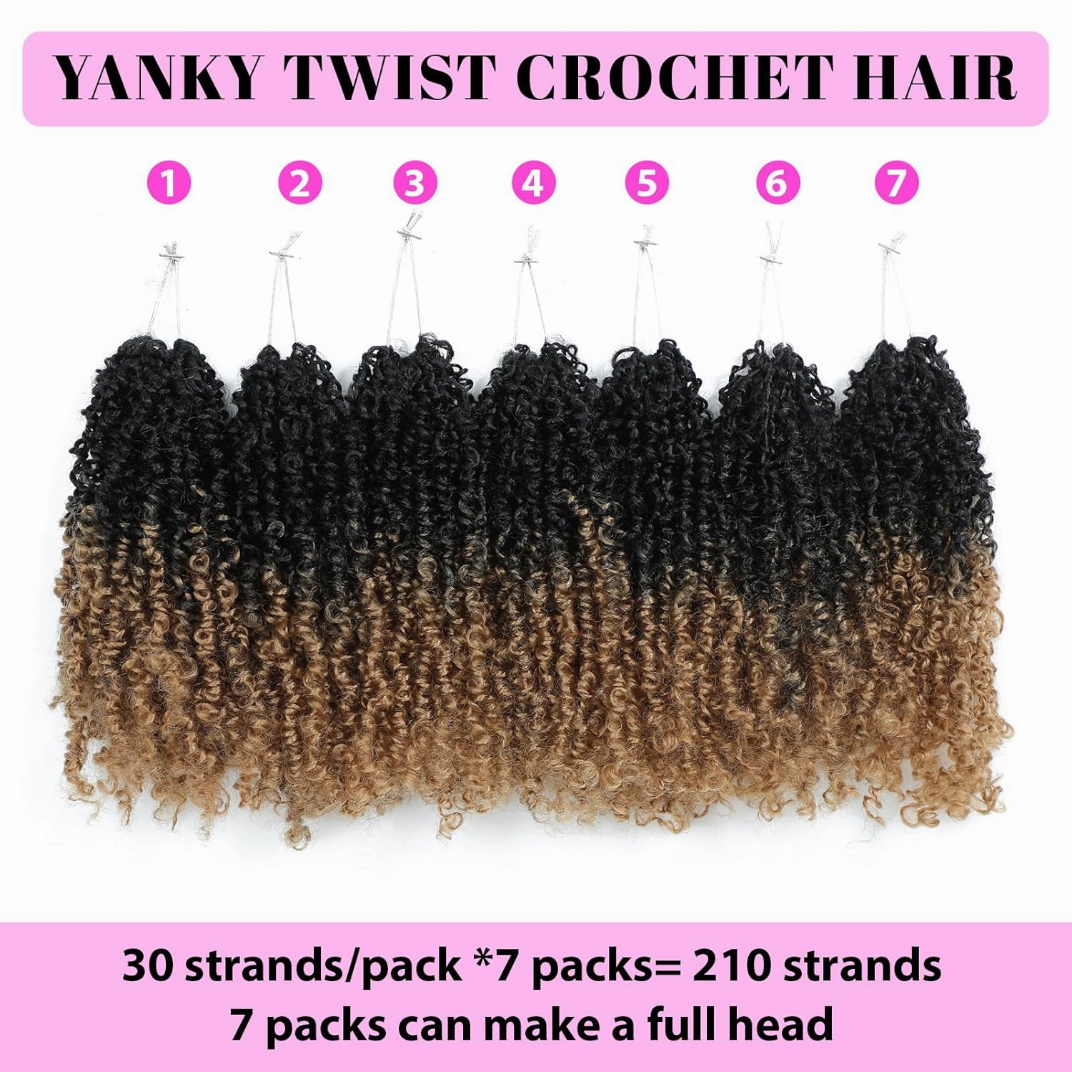 Eacia Yanky Twist Crochet Hair 10 Inch 7 Packs Pretwisted Fluffy Spring Mini Twist Bohemian Passion Twist Pre Looped Crochet Braids Synthetic Hair Extensions Ombre Honey Blonde