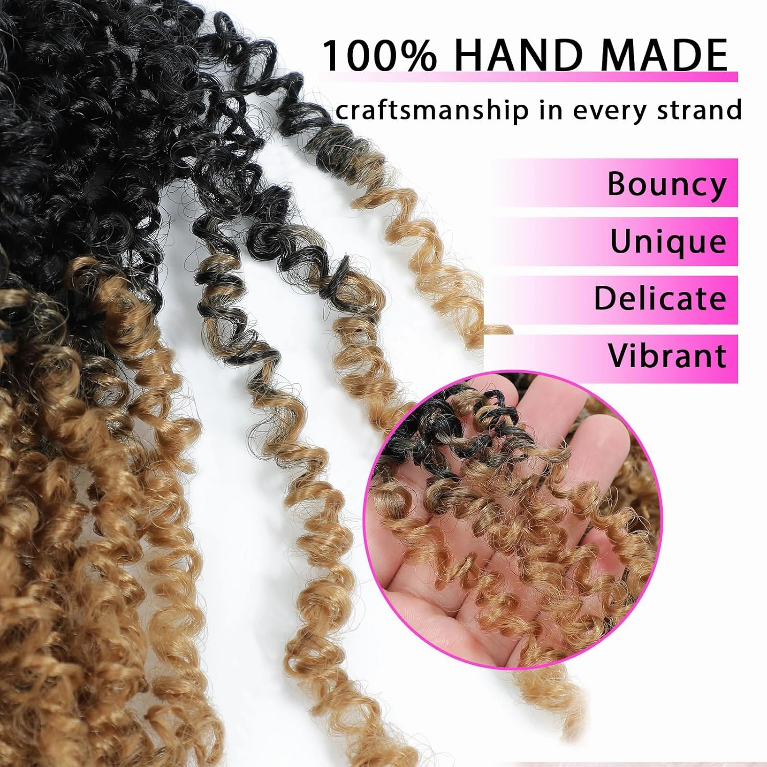 Eacia Yanky Twist Crochet Hair 10 Inch 7 Packs Pretwisted Fluffy Spring Mini Twist Bohemian Passion Twist Pre Looped Crochet Braids Synthetic Hair Extensions Ombre Honey Blonde