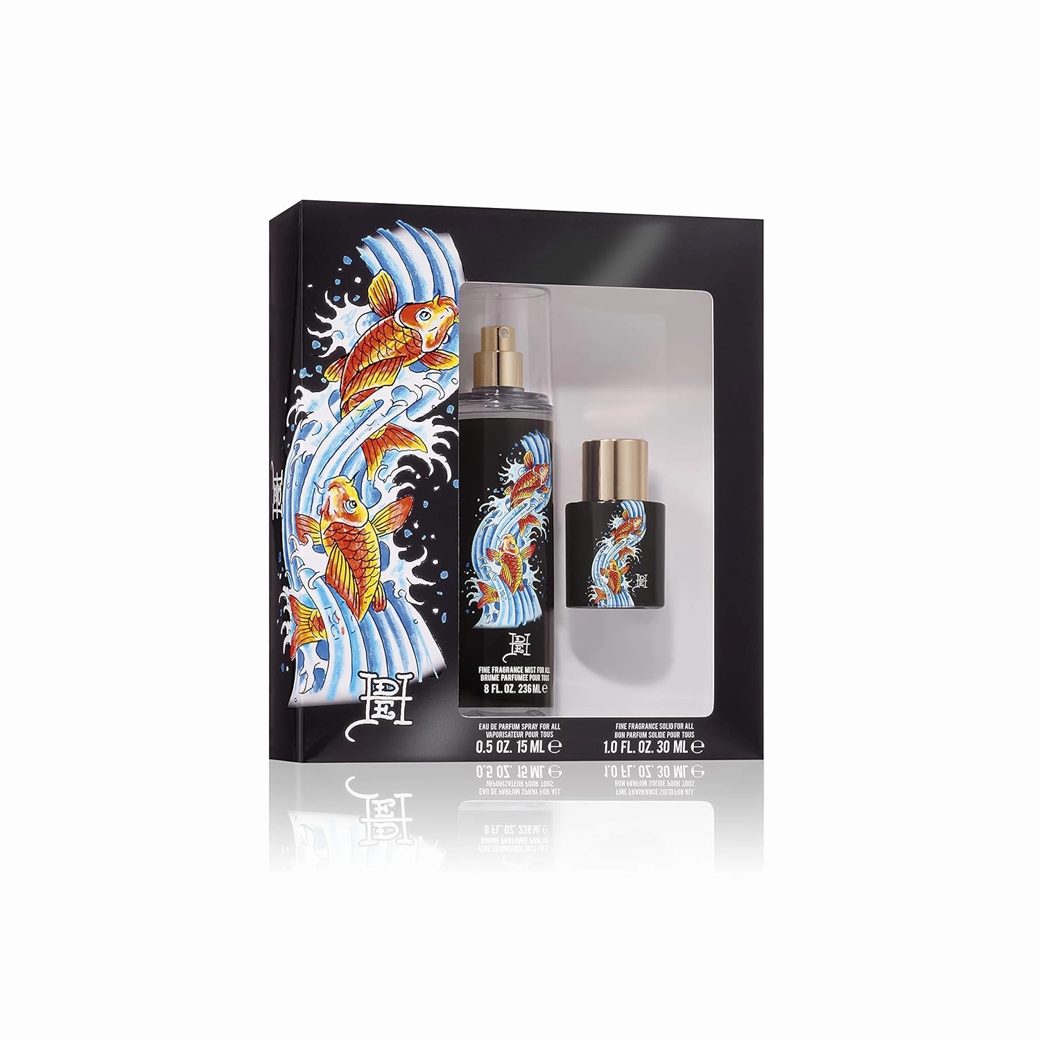 Ed Hardy Koi Wave Eau de Parfum Spray 2 Piece Gift Set, Unisex Fragrance for Men and Women