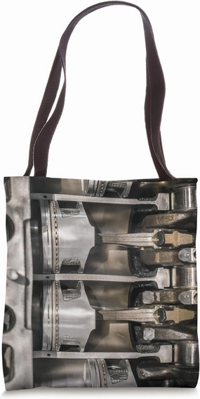 Engine Piston Cross-Section Background: Car Racing Drifting Tote Bag