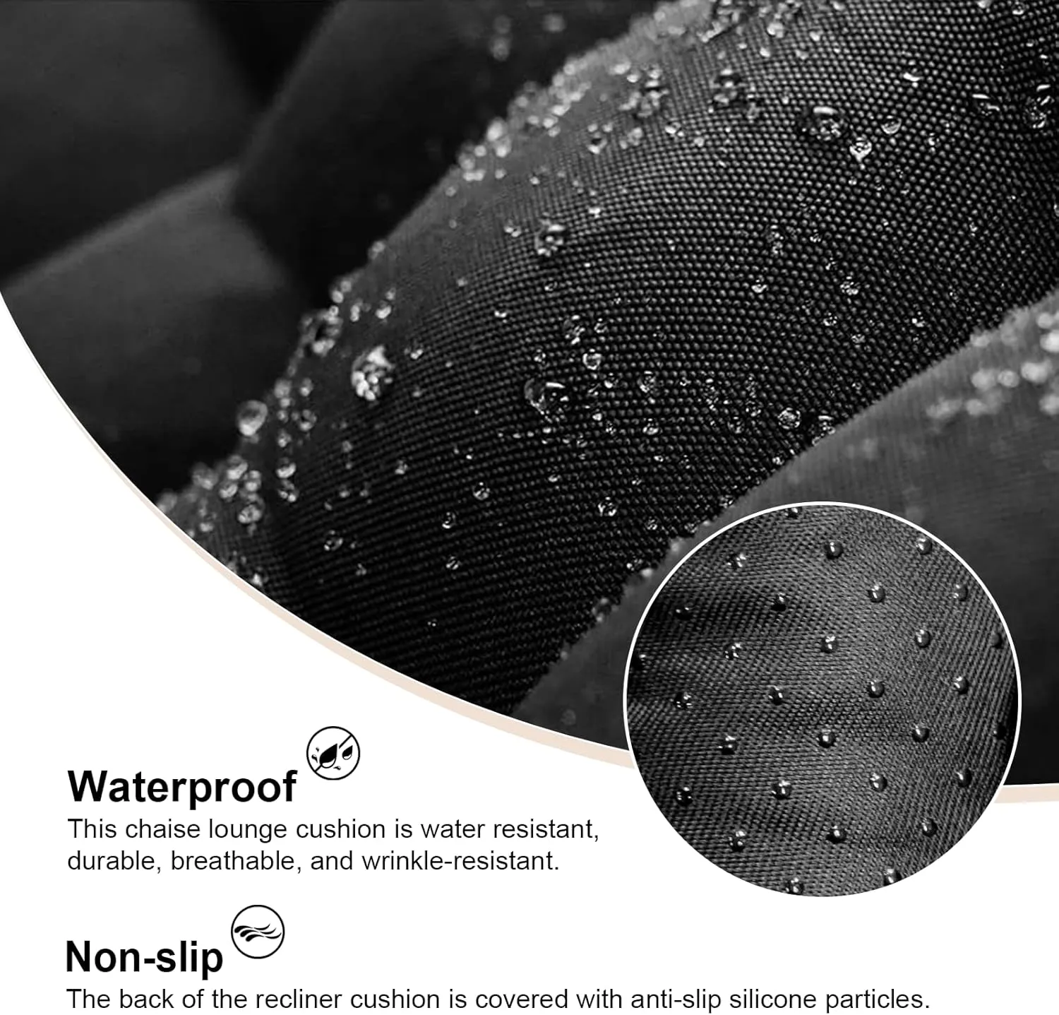 ERWUDEling Zero Gravity Lounge Chair Cushion Replacement 67 Inch, Thick & Soft Patio Furniture Cushion for Outdoor/Indoor Use, Waterproof Non-Slip with 8 Ties, Black (19 x 67 x 4 Inches)