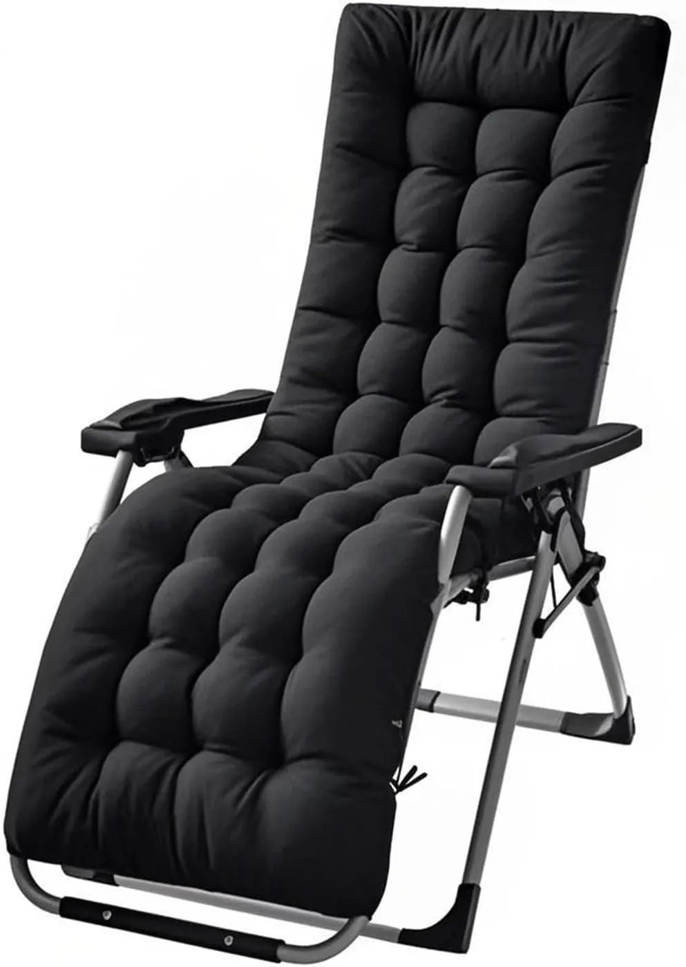 ERWUDEling Zero Gravity Lounge Chair Cushion Replacement 67 Inch, Thick & Soft Patio Furniture Cushion for Outdoor/Indoor Use, Waterproof Non-Slip with 8 Ties, Black (19 x 67 x 4 Inches)