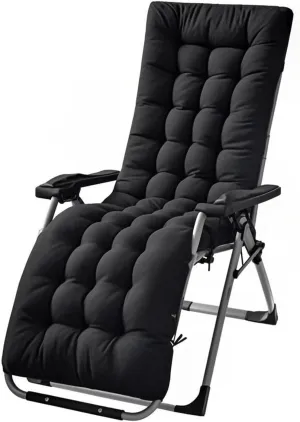 ERWUDEling Zero Gravity Lounge Chair Cushion Replacement 67 Inch, Thick & Soft Patio Furniture Cushion for Outdoor/Indoor Use, Waterproof Non-Slip with 8 Ties, Black (19 x 67 x 4 Inches)