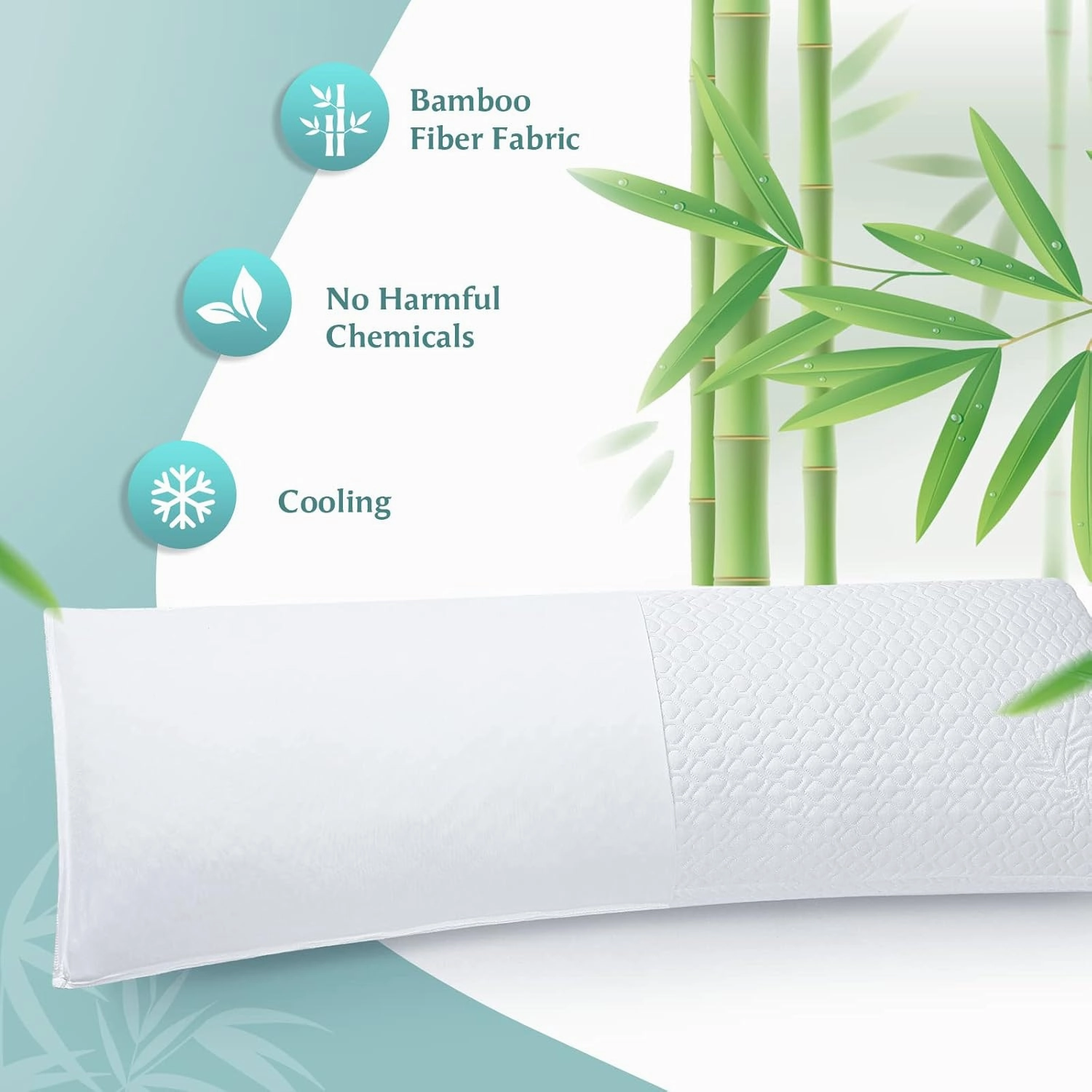 Extra Long Body Pillow Memory Foam 160x50cm – Body Pillows for Anime Pillowcase – with Cooling Cover 20 x 63 inches