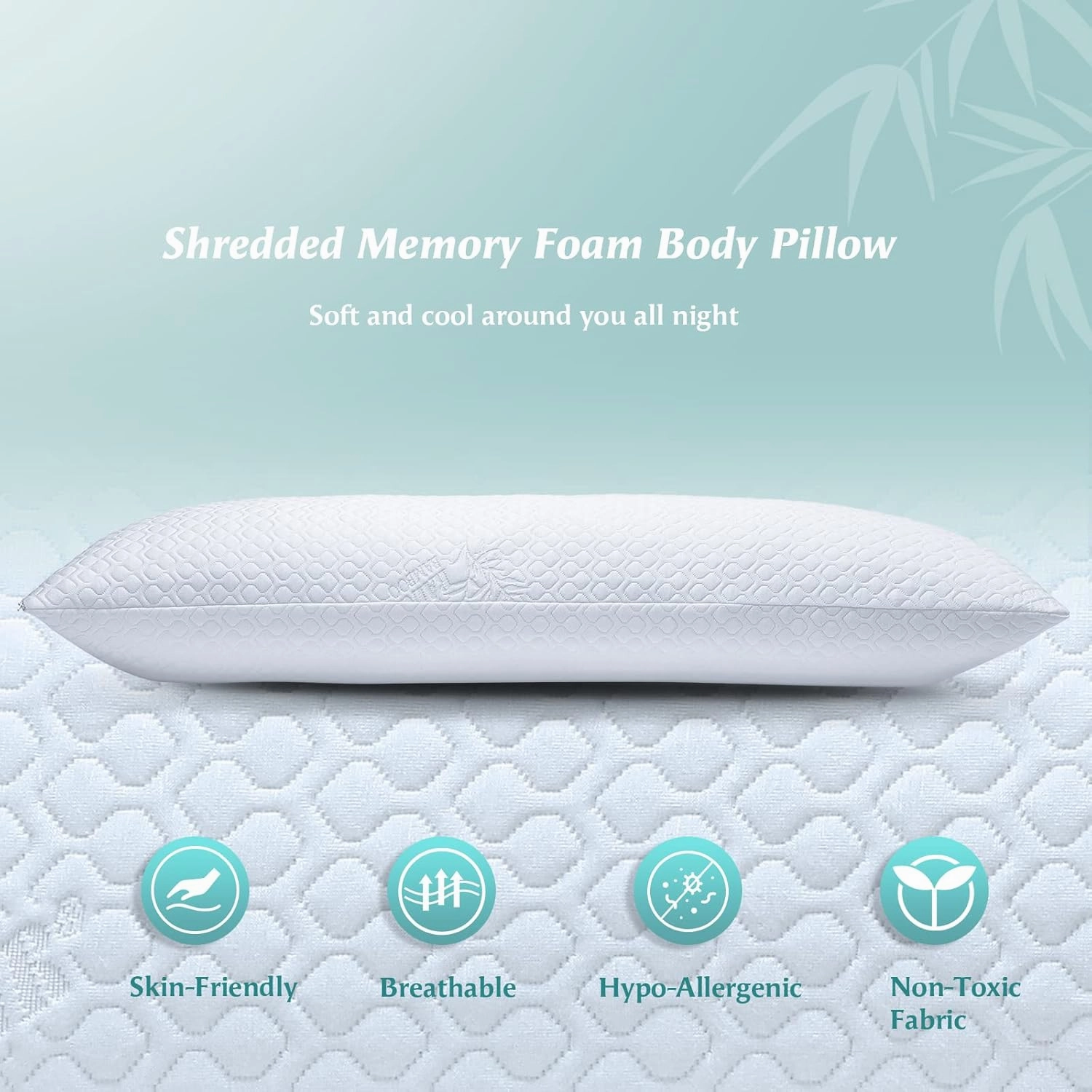 Extra Long Body Pillow Memory Foam 160x50cm – Body Pillows for Anime Pillowcase – with Cooling Cover 20 x 63 inches