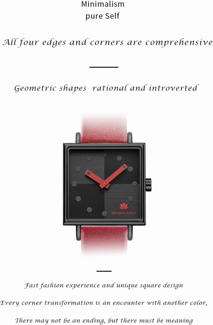 Fancy Ladies Watch Swiss Quartz Movement Watches for Women Square Watch with Leather Strap - Rubik's Cube Series