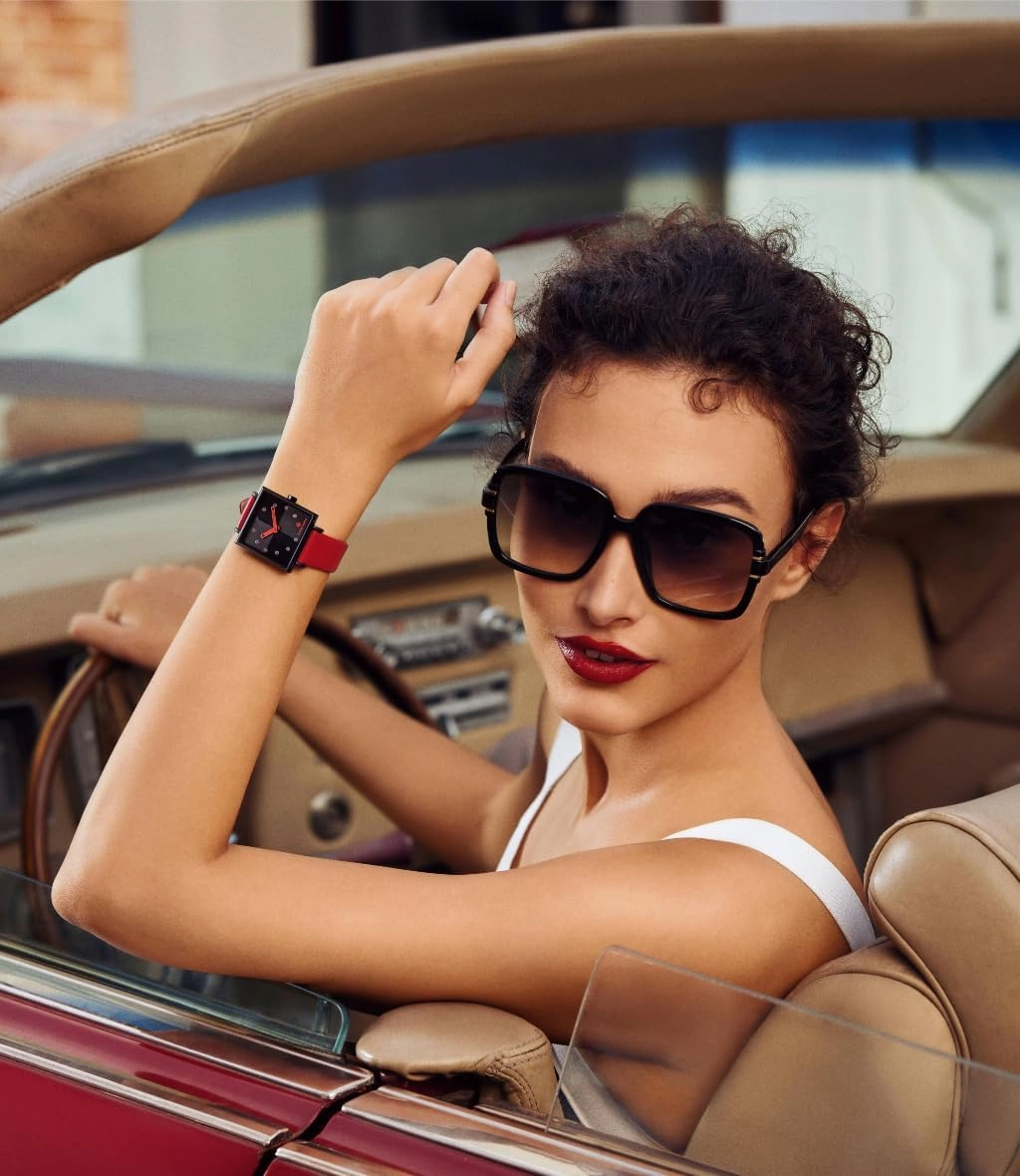 Fancy Ladies Watch Swiss Quartz Movement Watches for Women Square Watch with Leather Strap - Rubik's Cube Series