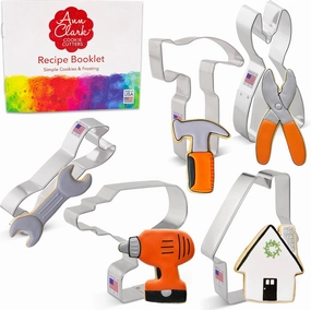 Father's Day Cookie Cutters Tools & Construction Cookie Cutters 5-Pc. Set Made in USA by Ann Clark, Cordless Drill, Hammer, Wrench, Pliers, House