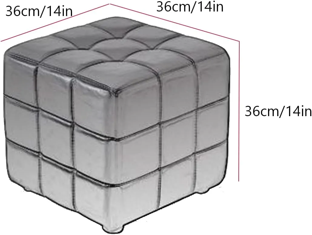 Faux Leather Small Ottoman Cube Foot Rest Stool Steady Wooden Structure Foot Stool Ottoman Pouf Modern Couch Stool Comfy Ottoman for Living Room Bedroom (Red)