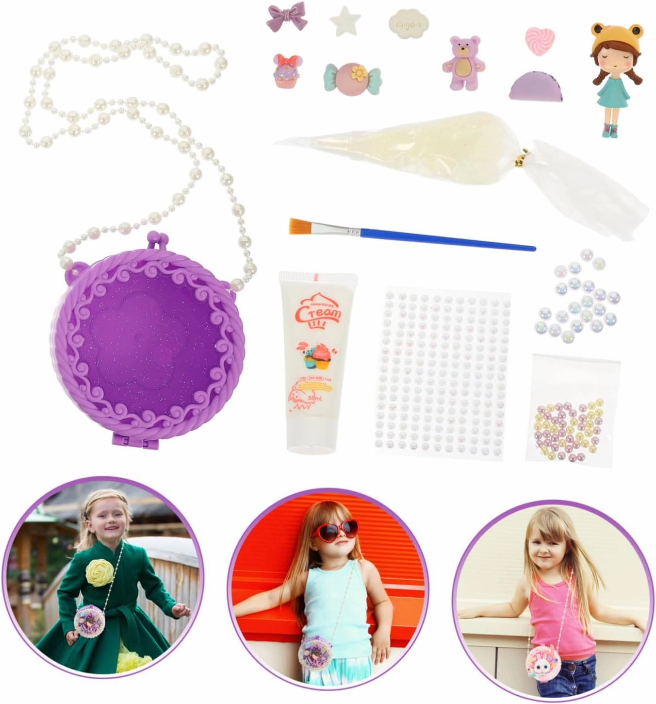 FAVOMOTO Girls' Handbag Making Kit Boys and Girls DIY Material Drills Toys Children's Creative Craft Set