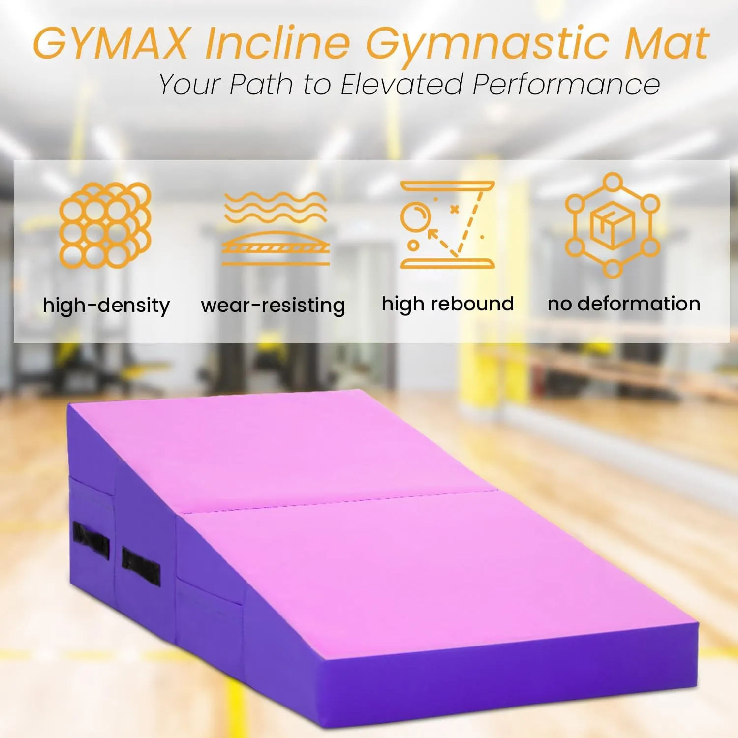 FDW Gymnastics Mat Incline Indoor/Outdoor Tumbling Mats yoga mat for Home Gym Folding Exercise Mat with Non-Slip Surface & Handles Cheese Wedge Mat
