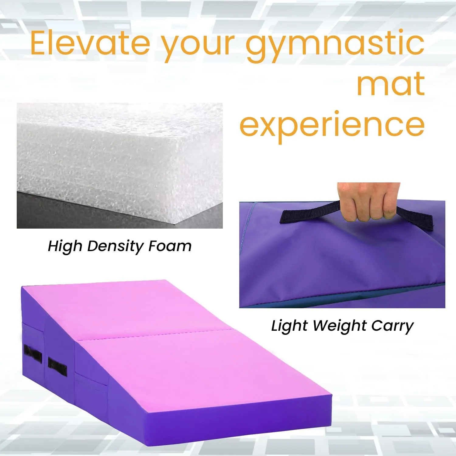 FDW Gymnastics Mat Incline Indoor/Outdoor Tumbling Mats yoga mat for Home Gym Folding Exercise Mat with Non-Slip Surface & Handles Cheese Wedge Mat