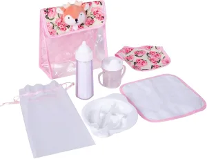 Feeding Set Nursery Bag Set for Dolls, Plate Together with Spoon, Fork, Milk Bottle, Juice Cup, Towel &Bib