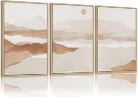 FEOFTIE Boho Art Wall Decor Beige Wall Art Print Boho Pictures Neutral Wall Art Minimalist Pictures Neutral Canvas Prints 16x24 Inch Set of 3 Unframed