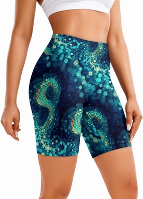 Flag Biker Shorts Women Forest Workout Gym Spandex Shorts Neon 8" High Waisted Tummy Control Spandex Workout Pants
